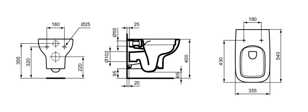 Vaso Sospeso Ideal Standard I.Life A T452301 Con Scarico RimLS+ - Kallea.it